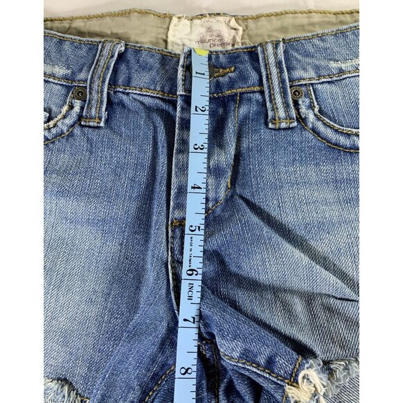 Vintage-Look Maurices Juniors Denim Shorts Frayed Hem Buttoned Pockets Size 1/2 - Picture 9 of 11